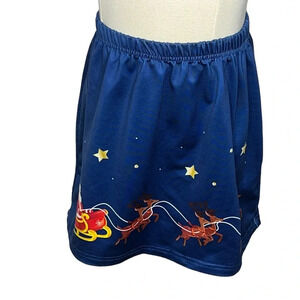 Monday’s Child girls pull on blue Santa Christmas skirt reindeer sz 10